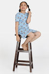 Zivame Girls Summer Treat Knit Cotton Knee Length Nightdress - Blue Bell — thumbnail 4